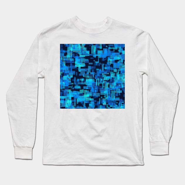 Random Crosshatch Pattern in Shades of Blue Long Sleeve T-Shirt by lyle58